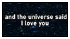 and the universe said i love you